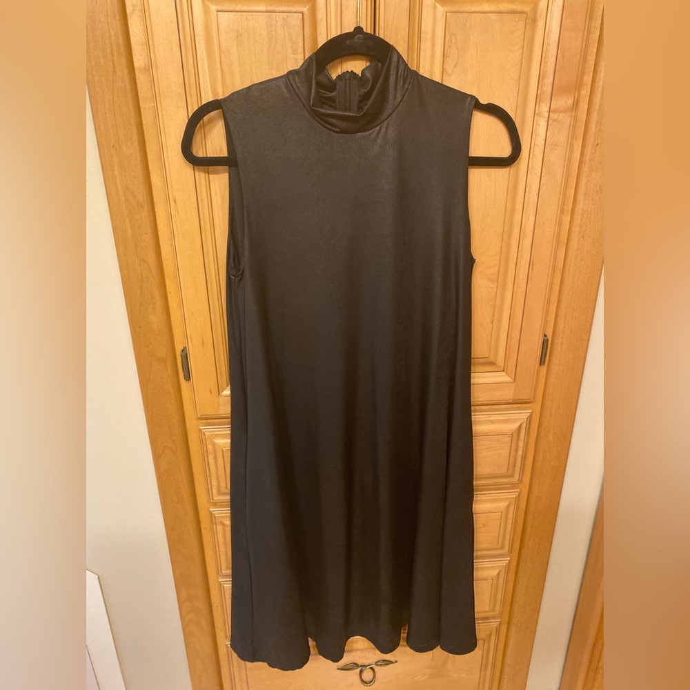 Agnes & Dora mock neck faux leather sleeveless dress, Small